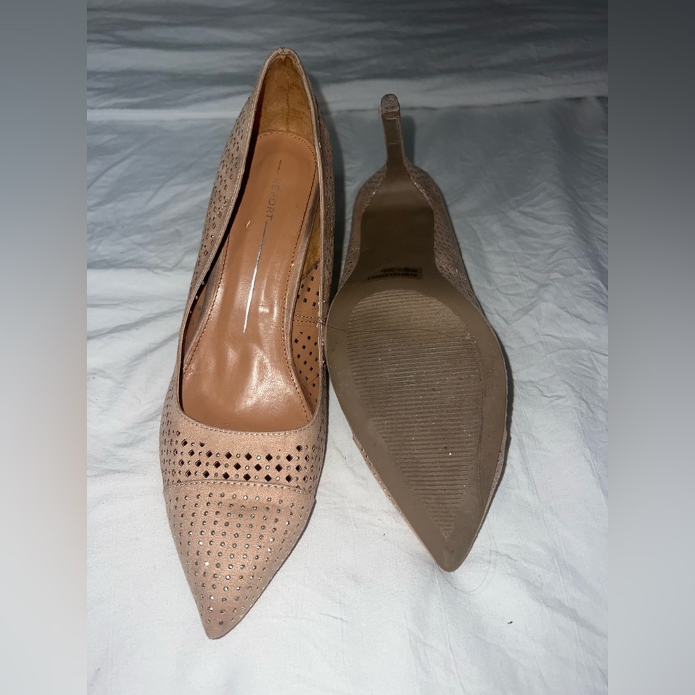 Report Tan Perforated Stiletto Heels